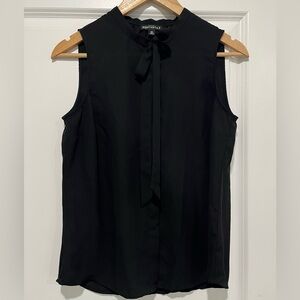 NWOT J. Crew Women's Black Sleeveless Tie-Neck Blouse